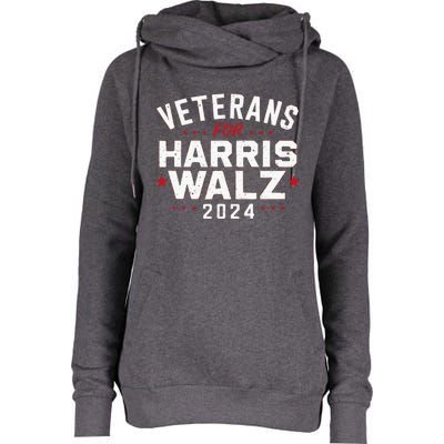 Veterans For Harris Waltz 2024 Election Vote Blue Democrat Womens Funnel Neck Pullover Hood