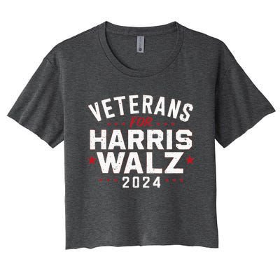 Veterans For Harris Waltz 2024 Election Vote Blue Democrat Women's Crop Top Tee