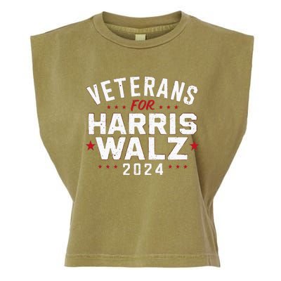 Veterans For Harris Waltz 2024 Election Vote Blue Democrat Garment-Dyed Women's Muscle Tee