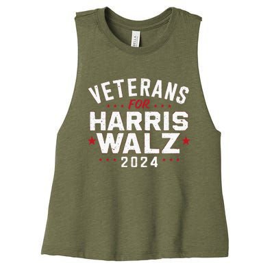 Veterans For Harris Waltz 2024 Election Vote Blue Democrat Women's Racerback Cropped Tank