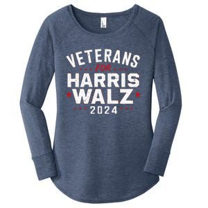 Veterans For Harris Waltz 2024 Election Vote Blue Democrat Women's Perfect Tri Tunic Long Sleeve Shirt