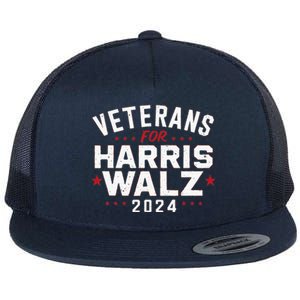 Veterans For Harris Waltz 2024 Election Vote Blue Democrat Flat Bill Trucker Hat