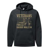 Veterans For Harris Walz Waltz 2024 Presidential Campaign Performance Fleece Hoodie