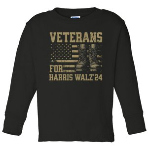 Veterans For Harris Walz Waltz 2024 Presidential Campaign Toddler Long Sleeve Shirt