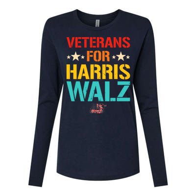 Veteran For Harris Walz Waltz Usa Flag Womens Cotton Relaxed Long Sleeve T-Shirt