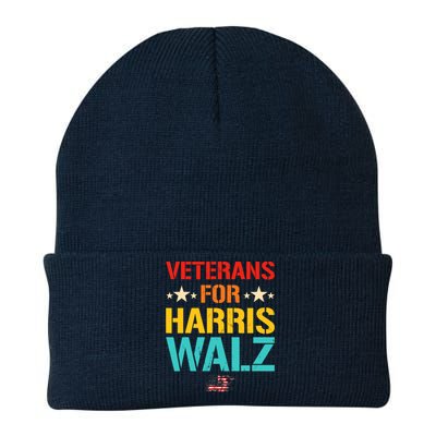 Veteran For Harris Walz Waltz Usa Flag Knit Cap Winter Beanie