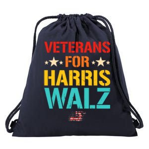 Veteran For Harris Walz Waltz Usa Flag Drawstring Bag