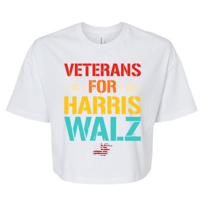 Veteran For Harris Walz Waltz Usa Flag Bella+Canvas Jersey Crop Tee