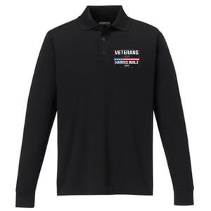 Veterans For Harris Walz 2024 Presidential Campaign Performance Long Sleeve Polo