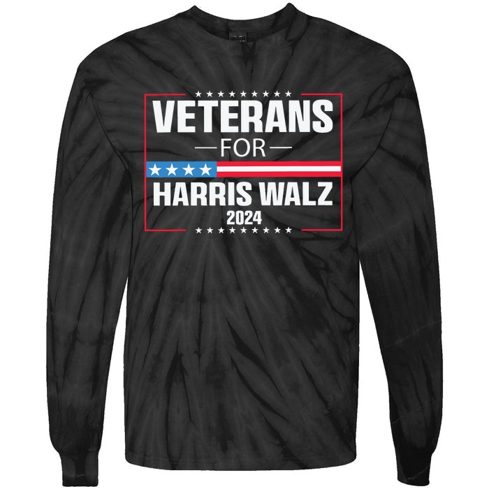 Veterans For Harris Walz 2024 Presidential Campaign Tie-Dye Long Sleeve Shirt