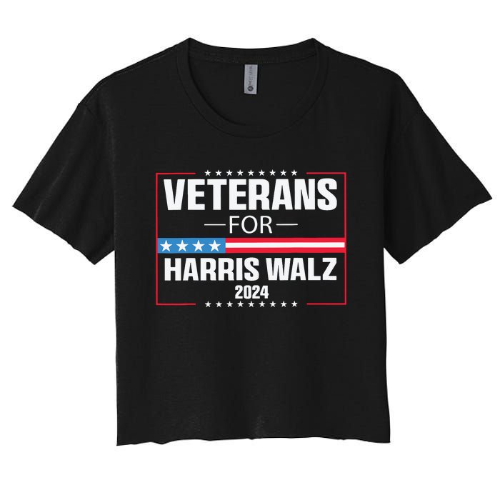 Veterans For Harris Walz 2024 Presidential Campaign Women's Crop Top Tee