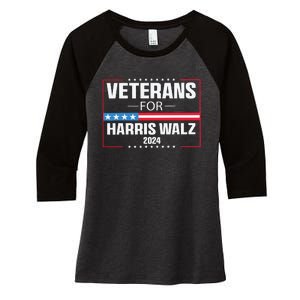 Veterans For Harris Walz 2024 Presidential Campaign Women's Tri-Blend 3/4-Sleeve Raglan Shirt