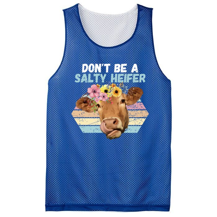 Vintage Farm Humour Dont Be A Salty Heifer Gift Idea Gift Mesh Reversible Basketball Jersey Tank