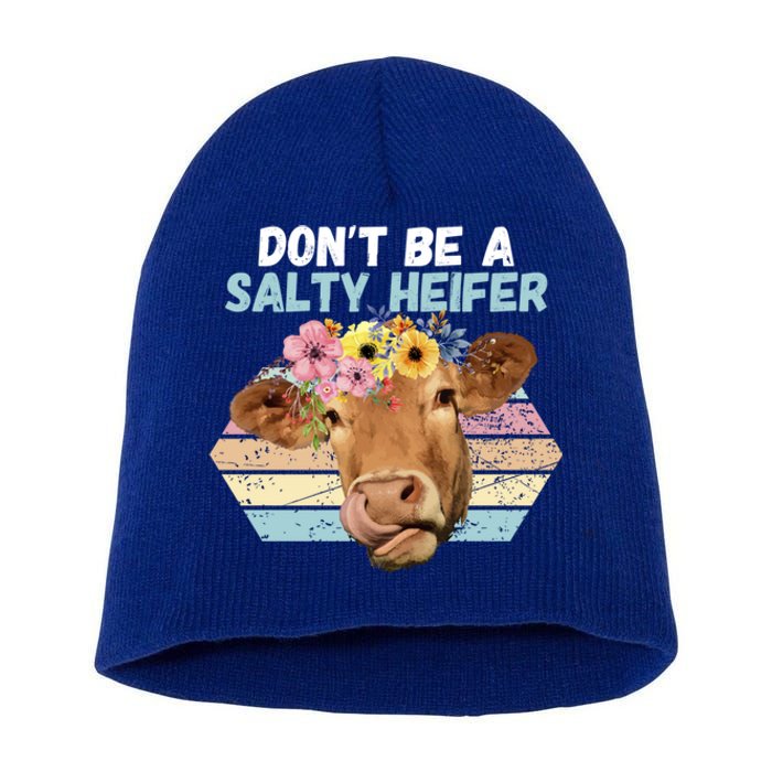 Vintage Farm Humour Dont Be A Salty Heifer Gift Idea Gift Short Acrylic Beanie