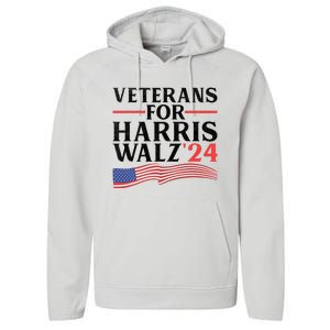 Veterans For Harris Walz 2024 Performance Fleece Hoodie