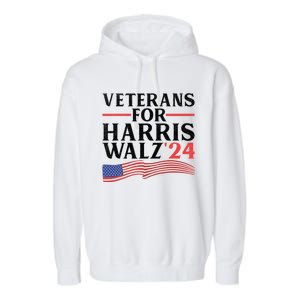 Veterans For Harris Walz 2024 Garment-Dyed Fleece Hoodie