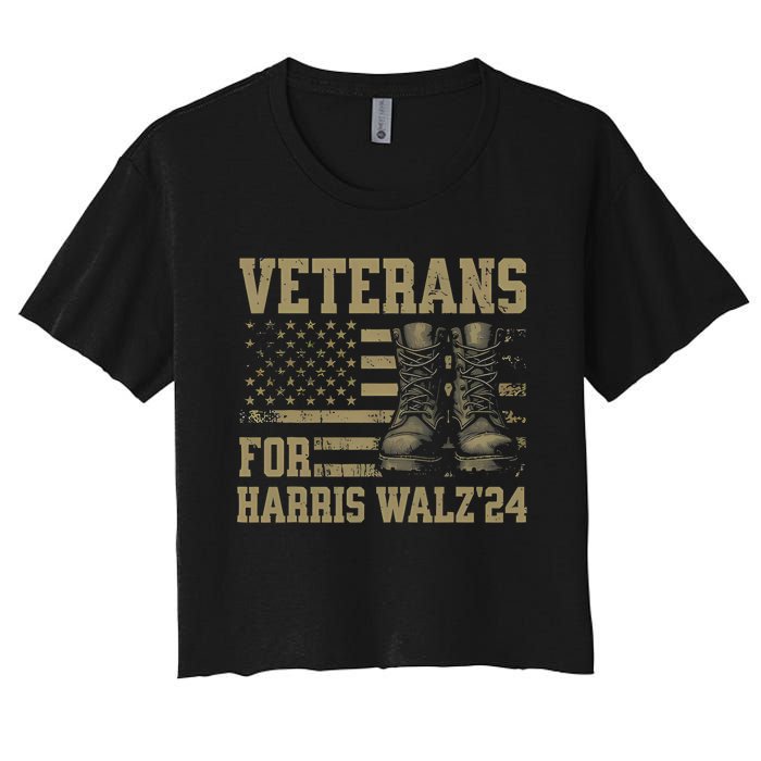 Veterans For Harris Walz Waltz 2024 Presidential Campaign Women's Crop Top Tee