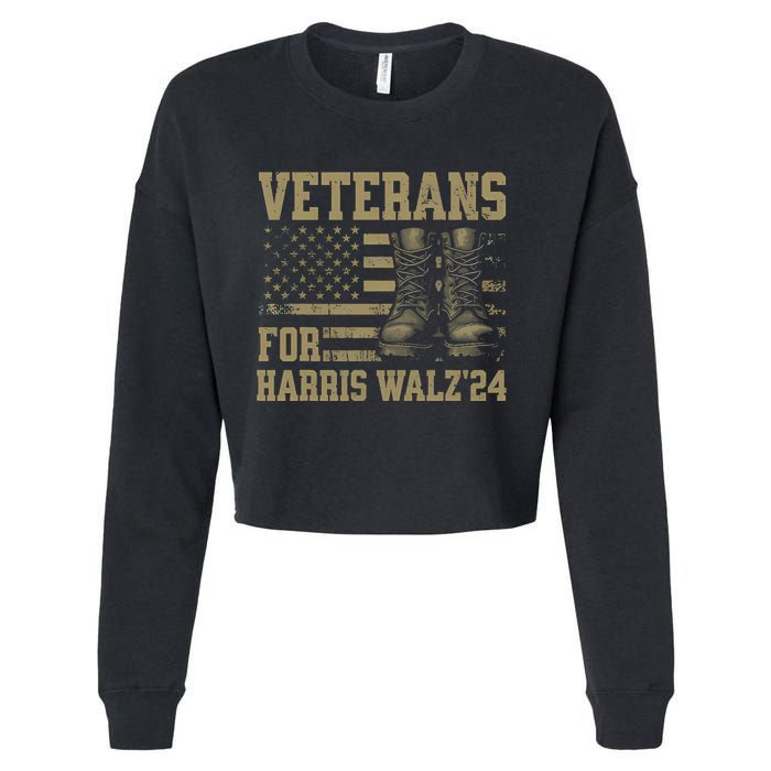 Veterans For Harris Walz Waltz 2024 Presidential Campaign Cropped Pullover Crew