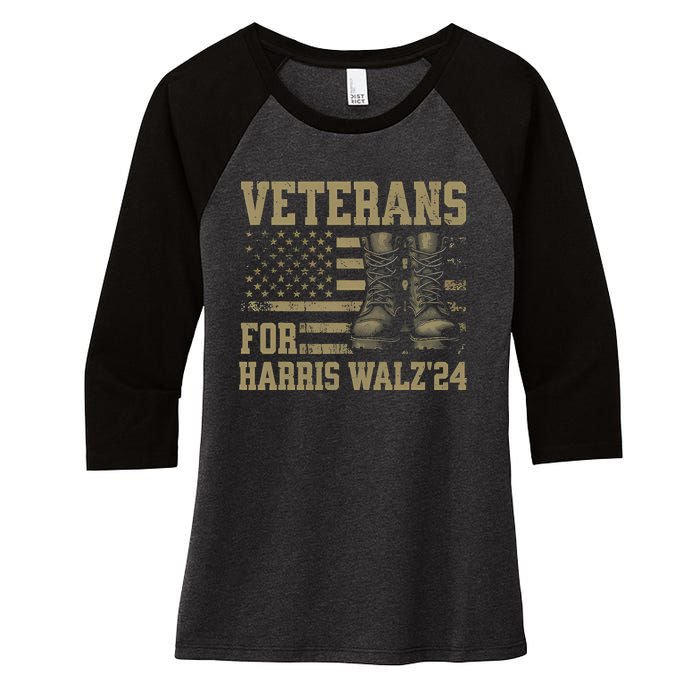 Veterans For Harris Walz Waltz 2024 Presidential Campaign Women's Tri-Blend 3/4-Sleeve Raglan Shirt