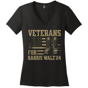 Veterans For Harris Walz Waltz 2024 Presidential Campaign Women's V-Neck T-Shirt