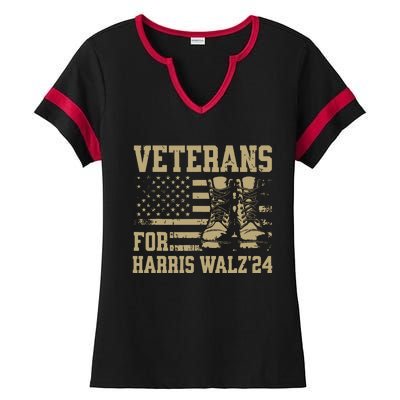 Veterans For Harris Walz Waltz 2024 Presidential Campaign Ladies Halftime Notch Neck Tee