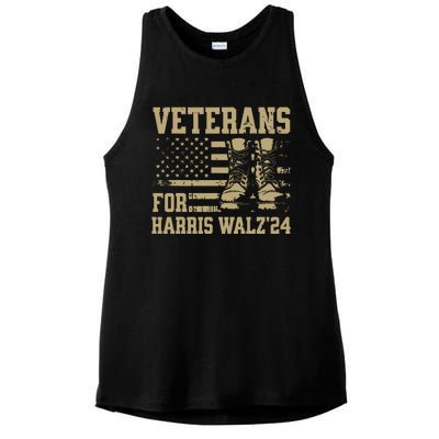 Veterans For Harris Walz Waltz 2024 Presidential Campaign Ladies PosiCharge Tri-Blend Wicking Tank