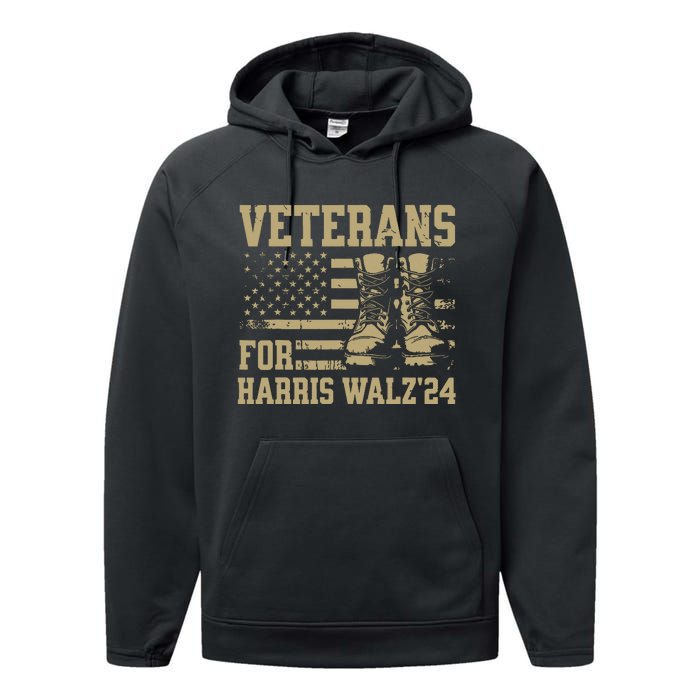 Veterans For Harris Walz Waltz 2024 Presidential Campaign Performance Fleece Hoodie