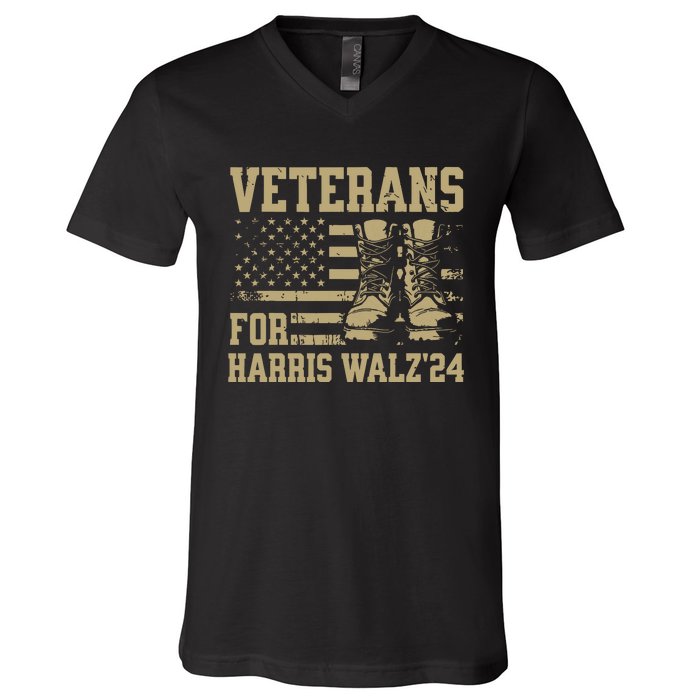 Veterans For Harris Walz Waltz 2024 Presidential Campaign V-Neck T-Shirt