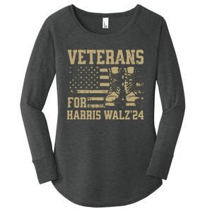 Veterans For Harris Walz Waltz 2024 Presidential Campaign Women's Perfect Tri Tunic Long Sleeve Shirt