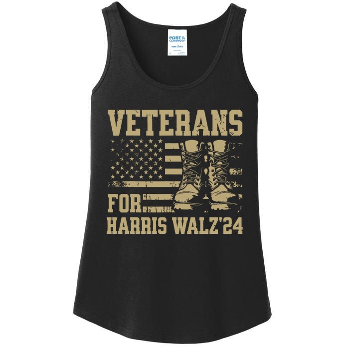 Veterans For Harris Walz Waltz 2024 Presidential Campaign Ladies Essential Tank