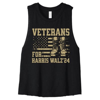 Veterans For Harris Walz Waltz 2024 Presidential Campaign Women's Racerback Cropped Tank