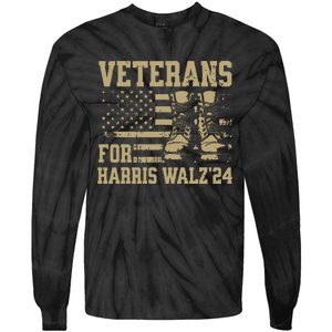 Veterans For Harris Walz Waltz 2024 Presidential Campaign Tie-Dye Long Sleeve Shirt