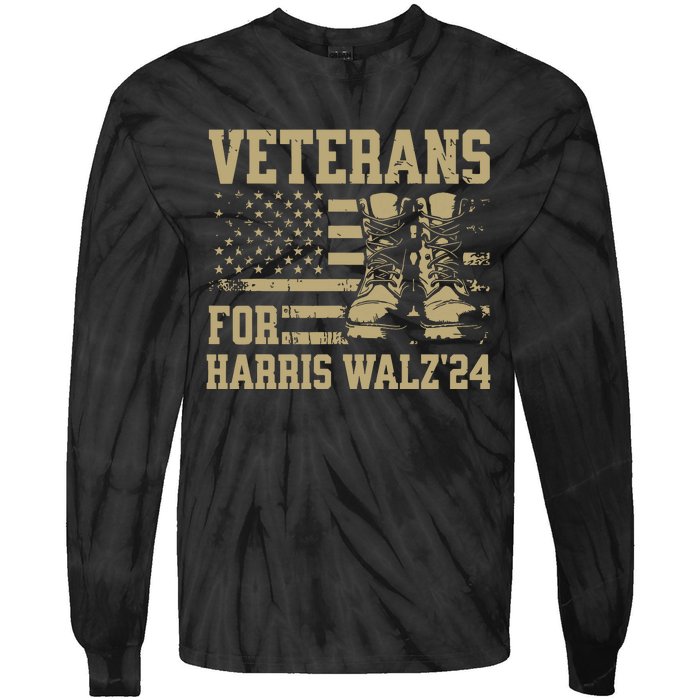 Veterans For Harris Walz Waltz 2024 Presidential Campaign Tie-Dye Long Sleeve Shirt