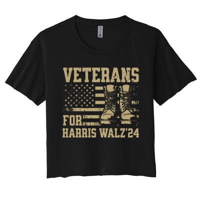 Veterans For Harris Walz Waltz 2024 Presidential Campaign Women's Crop Top Tee