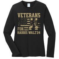 Veterans For Harris Walz Waltz 2024 Presidential Campaign Ladies Long Sleeve Shirt