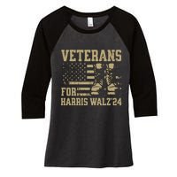 Veterans For Harris Walz Waltz 2024 Presidential Campaign Women's Tri-Blend 3/4-Sleeve Raglan Shirt