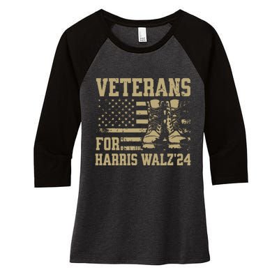 Veterans For Harris Walz Waltz 2024 Presidential Campaign Women's Tri-Blend 3/4-Sleeve Raglan Shirt