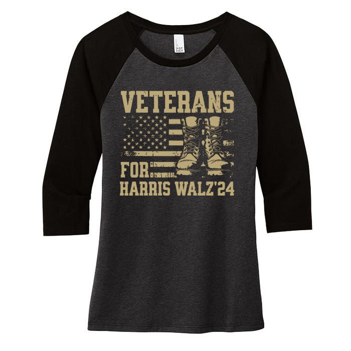 Veterans For Harris Walz Waltz 2024 Presidential Campaign Women's Tri-Blend 3/4-Sleeve Raglan Shirt