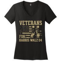 Veterans For Harris Walz Waltz 2024 Presidential Campaign Women's V-Neck T-Shirt