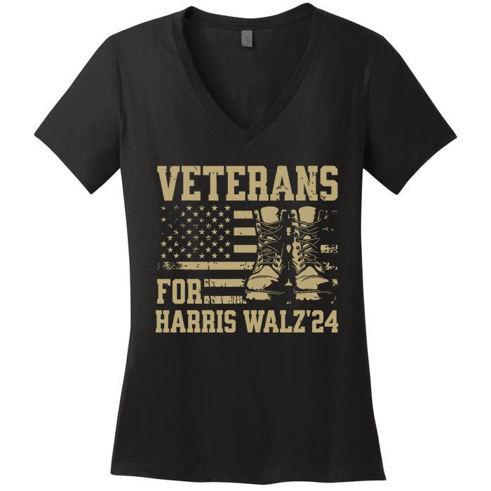 Veterans For Harris Walz Waltz 2024 Presidential Campaign Women's V-Neck T-Shirt