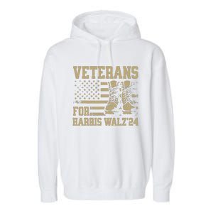 Veterans For Harris Walz Waltz 2024 Presidential Campaign Garment-Dyed Fleece Hoodie