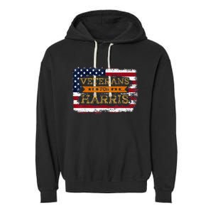 Veterans For Harris Walz Waltz 2024 President Veteran Day Garment-Dyed Fleece Hoodie