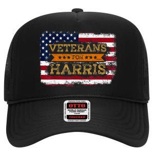 Veterans For Harris Walz Waltz 2024 President Veteran Day High Crown Mesh Back Trucker Hat