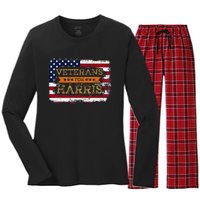 Veterans For Harris Walz Waltz 2024 President Veteran Day Women's Long Sleeve Flannel Pajama Set 