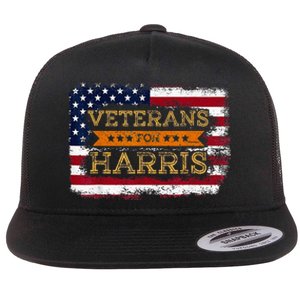 Veterans For Harris Walz Waltz 2024 President Veteran Day Flat Bill Trucker Hat