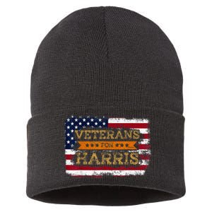 Veterans For Harris Walz Waltz 2024 President Veteran Day Sustainable Knit Beanie