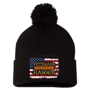 Veterans For Harris Walz Waltz 2024 President Veteran Day Pom Pom 12in Knit Beanie