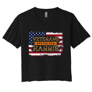 Veterans For Harris Walz Waltz 2024 President Veteran Day Women's Crop Top Tee