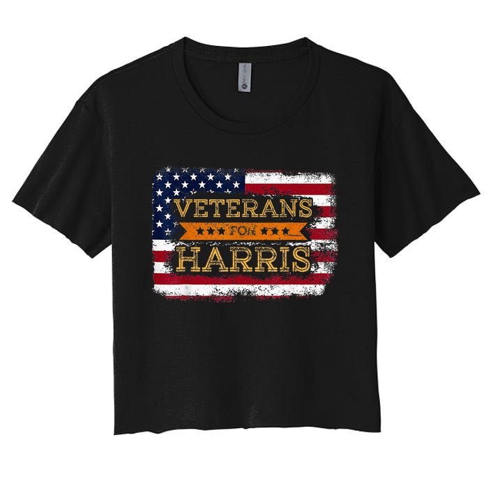 Veterans For Harris Walz Waltz 2024 President Veteran Day Women's Crop Top Tee