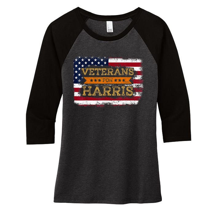 Veterans For Harris Walz Waltz 2024 President Veteran Day Women's Tri-Blend 3/4-Sleeve Raglan Shirt